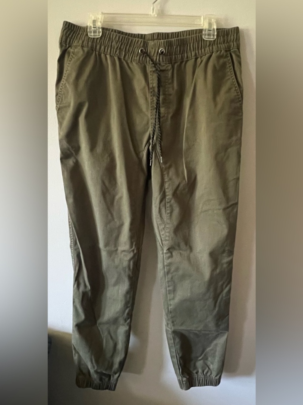Olive Green Drawstring Chino Jogger Pants